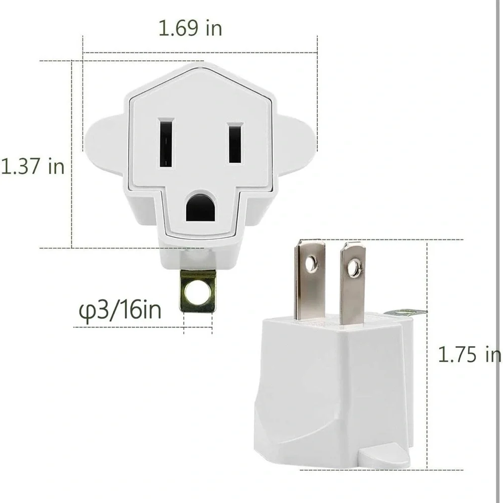 2-Pack ETL Listed 3 prong to 2 pong adopter